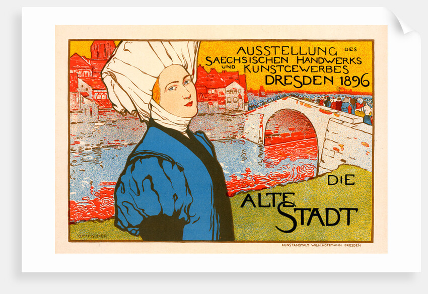 German Poster for l'Exposition saxonne commerciale et artistique de Dresde en 1896, la Vielle Ville by Otto Fischer