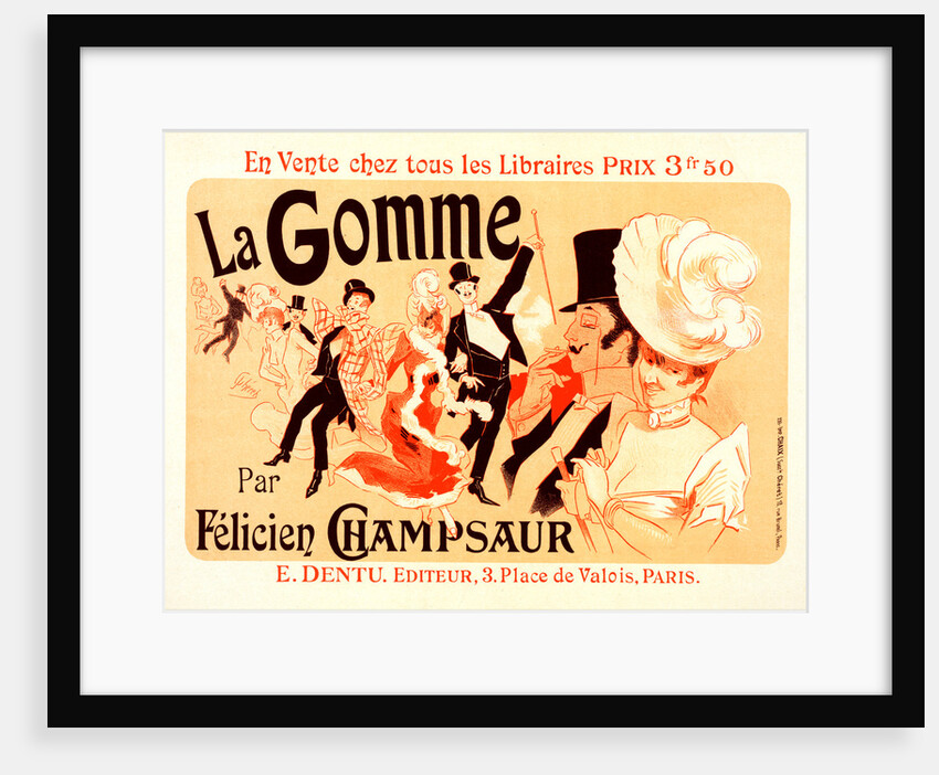 Poster for la Gomme. novel by by Felicien Champsaur 1858–1934 by Jules Chéret