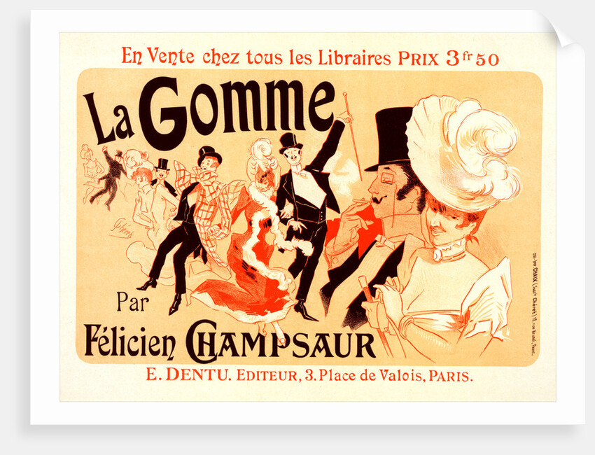 Poster for la Gomme. novel by by Felicien Champsaur 1858–1934 by Jules Chéret
