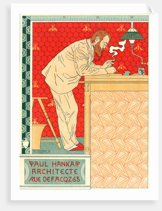 Belgian Poster for M. Paul Hankar, architecte by Adolphe Crespin