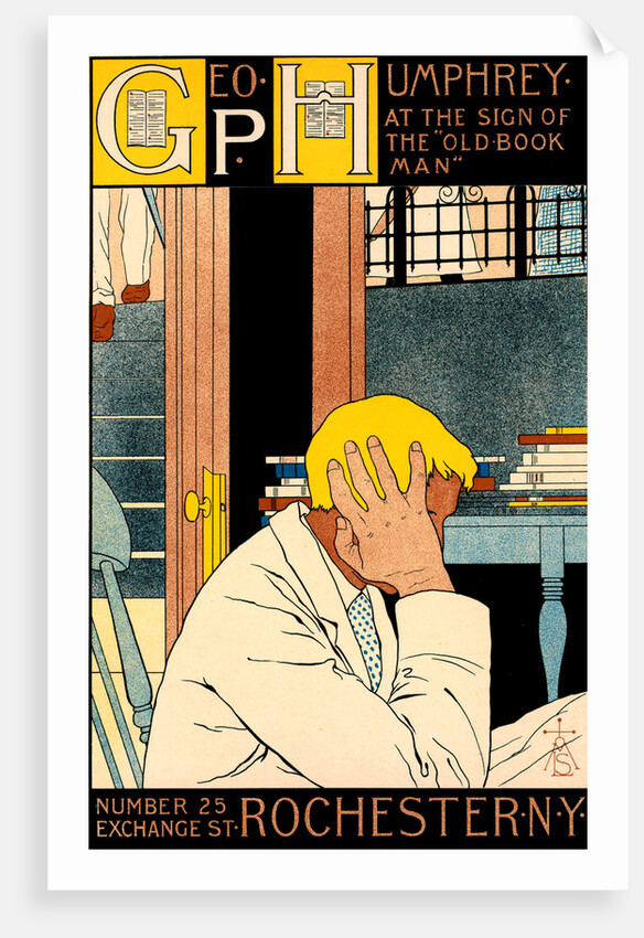 American poster for la librairie The Old Book Man by M. Louise Stowell