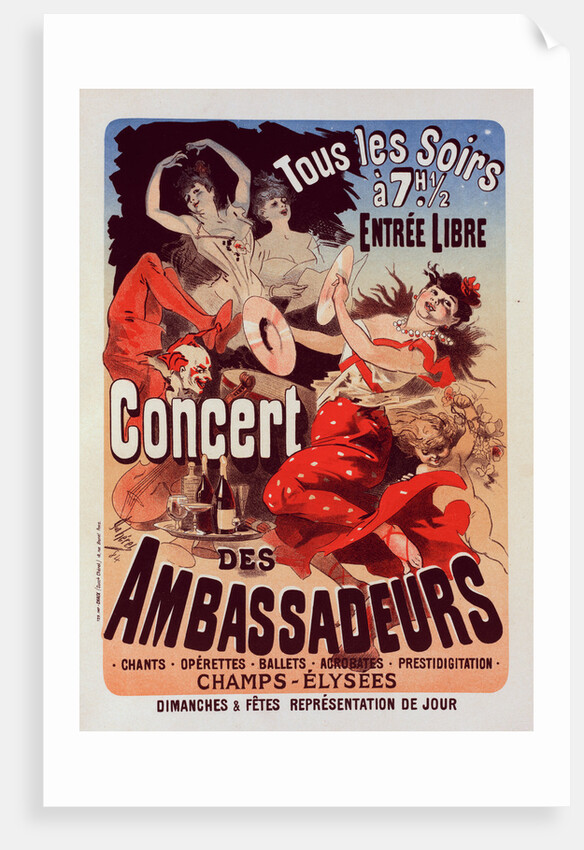 Poster for Concert des Ambassadeurs by Jules Chéret