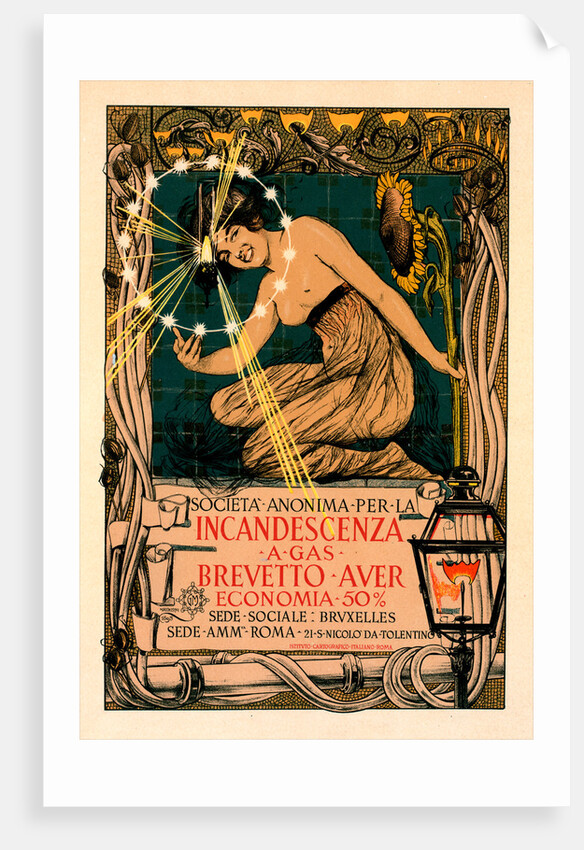 Italian poster for l' Incandescence par le Gaz, Système Auer by Giovanni Maria Mataloni