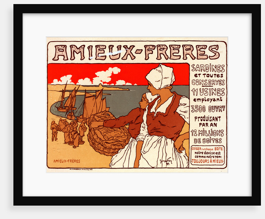 Poster for les Sardines Amieux by Georges Fay