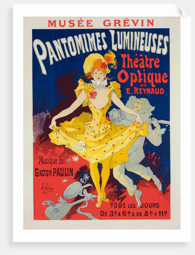 Poster for Musée Grévin, pantomimes lumineuses, Théâtre Optique de E. Reynaud, musique de Gaston Paulin by Jules Chéret