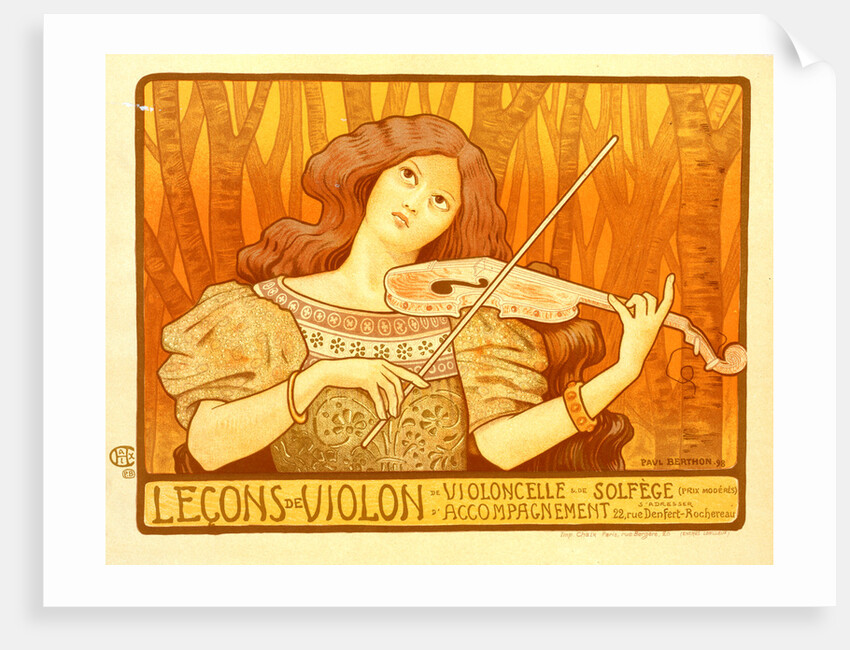 Poster for Leçons de Violon. The violin lesson by Paul Berthon