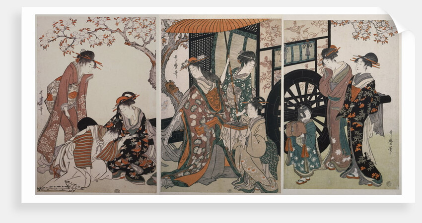 Mitate gosho-guruma, Parody of an imperial carriage scene by Utamaro Kitagawa