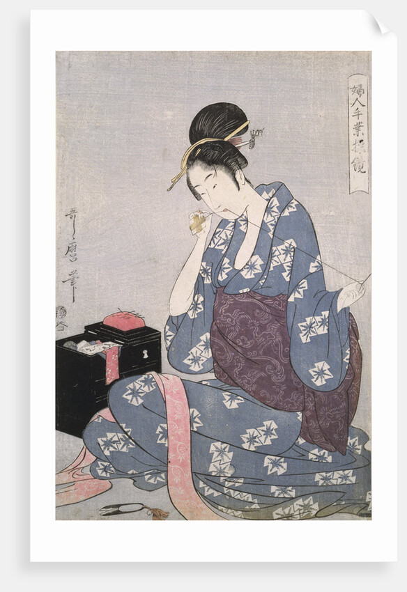 Hari-shigoto, Needlework by Utamaro Kitagawa
