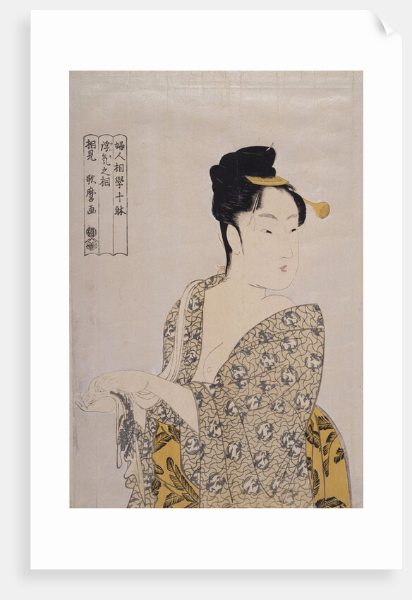 Uwaki no sô, The fancy-free type. Collection Fujin sôgaku juttai, Ten types in the physiognomic study of women by Utamaro Kitagawa