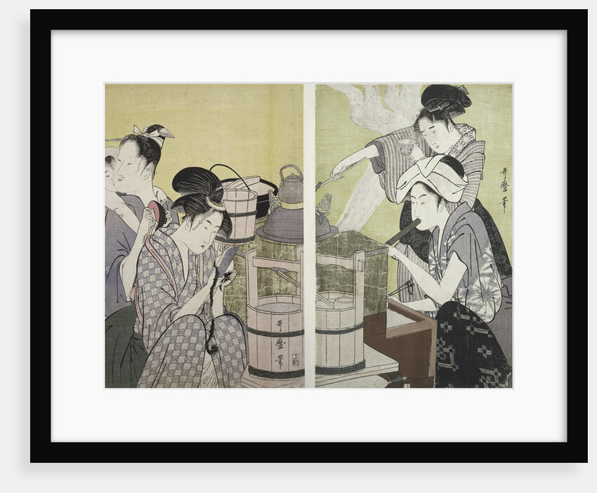 Daidokoro, Kitchen scene by Utamaro Kitagawa