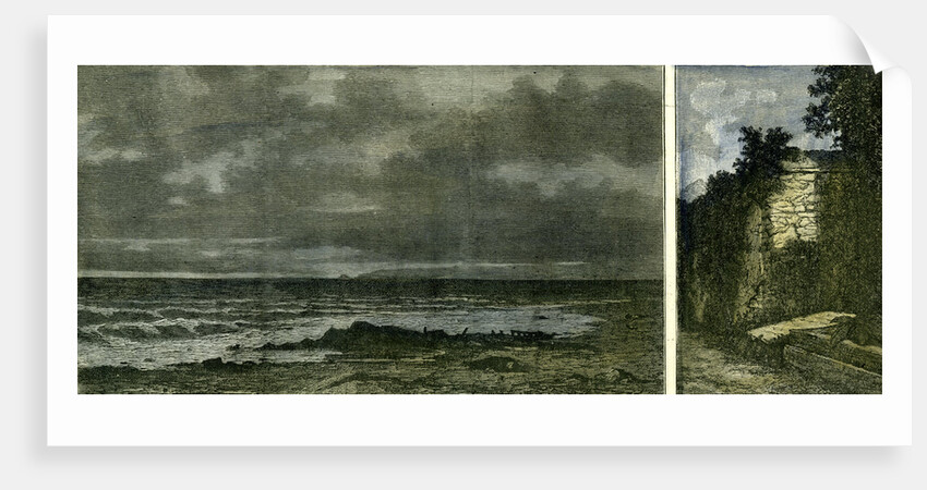 Shelley Poet Death Italy 1822 Artwork 1885 the Place Where Shelley's Body Was Cast Ashore His Tomb in the Protestant Cemetery at Rome by Anonymous