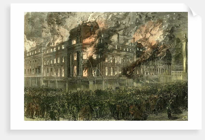 Newcastle on Tyne UK 1867 Great Fire in the Central Exchange Buildings by Anonymous