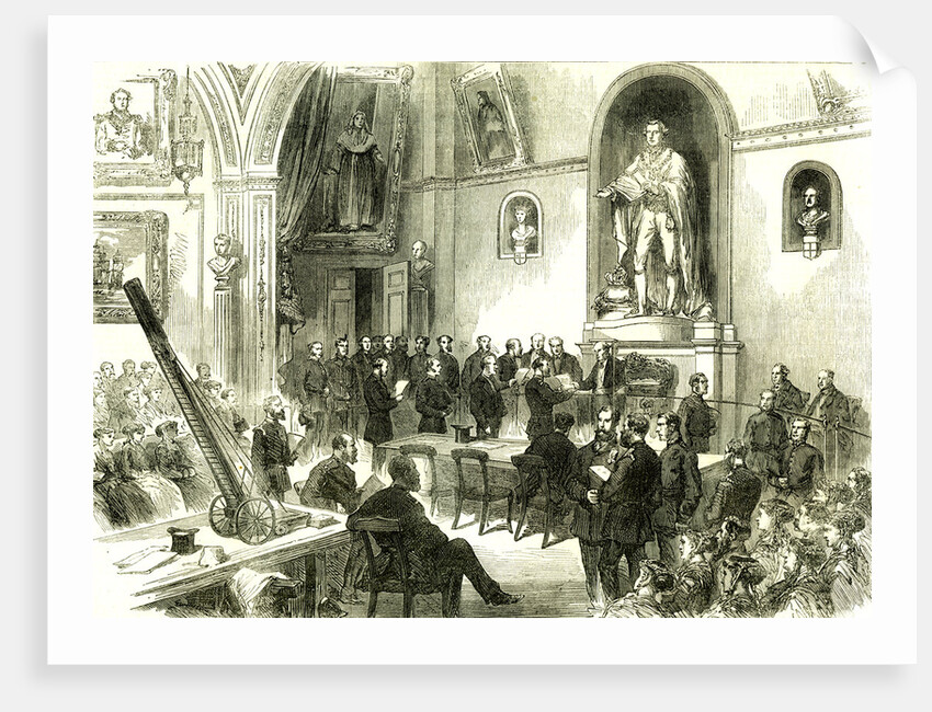 The Lord Mayor at Guildhall London UK 1867. Presenting Rewards for Saving Life from Fire London Great Britain by Anonymous