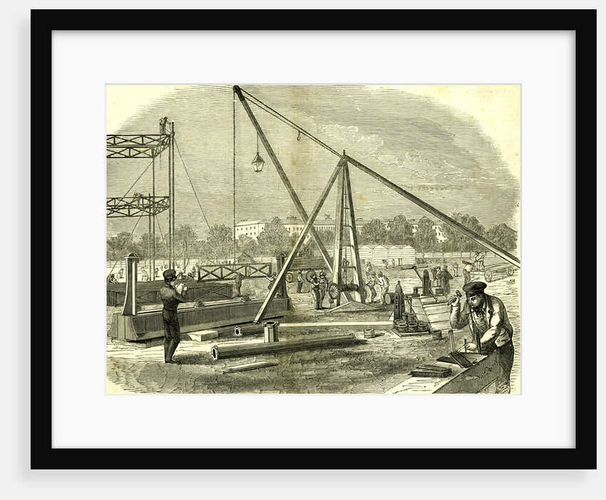 Hyde Park London 1850. The Great Exhibition Building. Unloading Girders by Anonymous