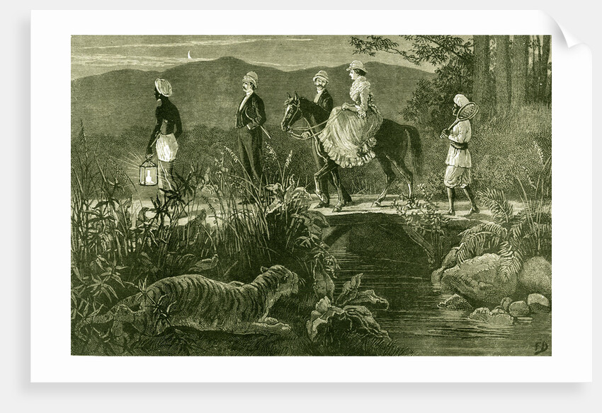 India 1885 Christmas at an Indian Hill Station Going Home after a Party. Bharat by Anonymous