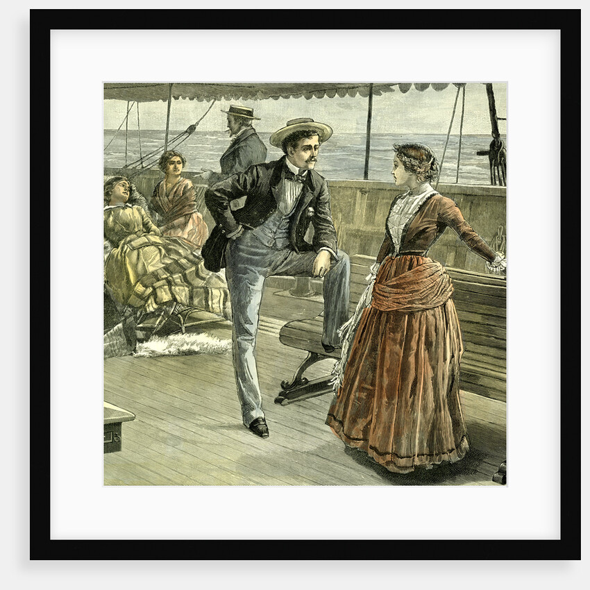 Talk on the Vessel 1887 Man Woman Lady Gentleman Ladies Ship Boat by Anonymous