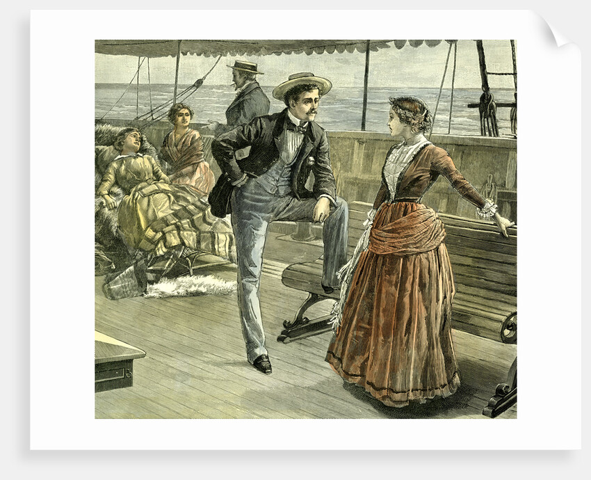 Talk on the Vessel 1887 Man Woman Lady Gentleman Ladies Ship Boat by Anonymous