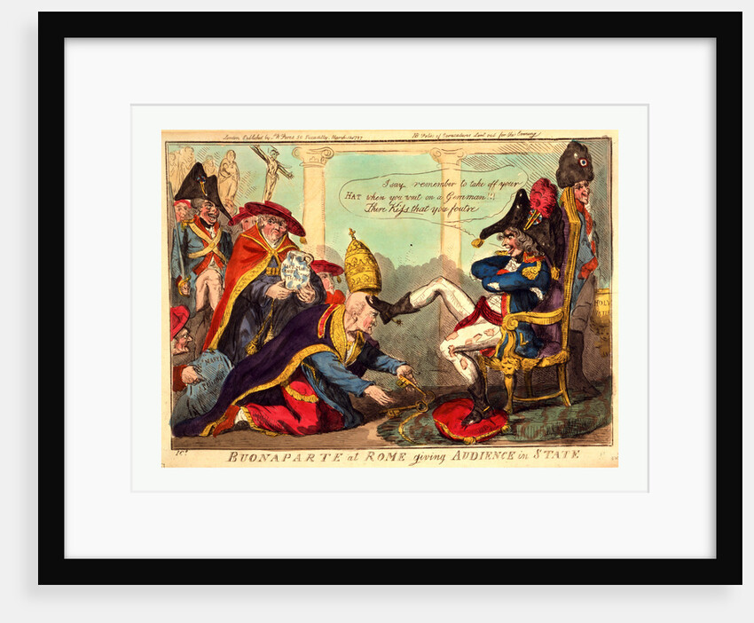 Buonaparte at Rome giving audience in state by Isaac Cruikshank