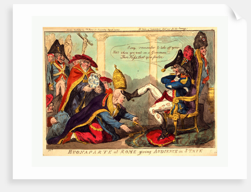 Buonaparte at Rome giving audience in state by Isaac Cruikshank