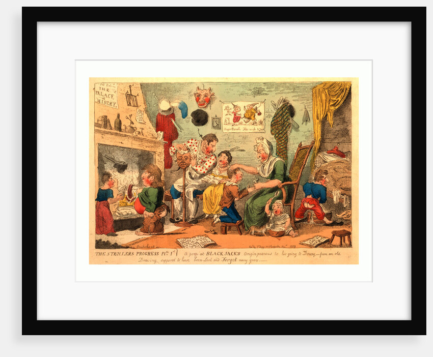 The strollers progress plte 1st. A peep at Black Jack's origin previous to his going to Douay, Cruikshank, invt. by Anonymous