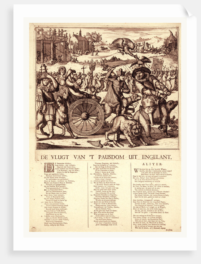 De vlugt van 't pausdom uit Engelant by Romeyn de Hooghe