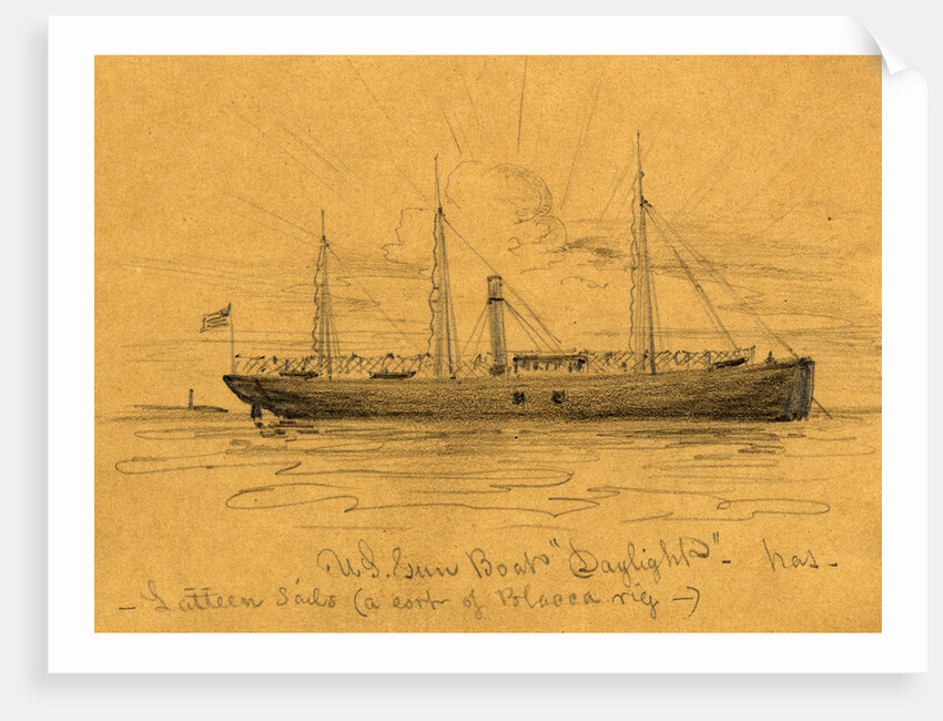 U.S. Gun Boat Daylight by Alfred R Waud