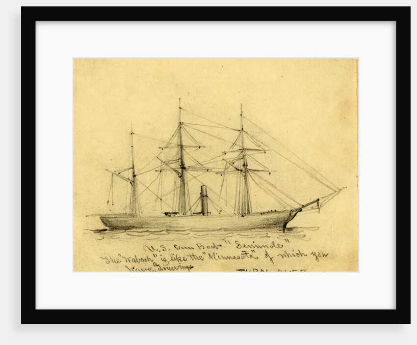 U.S. Gun Boat Seminole by Alfred R Waud