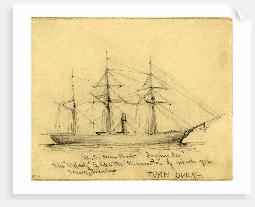 U.S. Gun Boat Seminole by Alfred R Waud