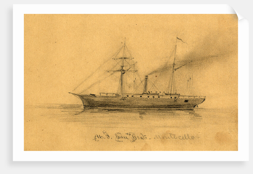 U.S. Gun Boat Montecello by Alfred R Waud