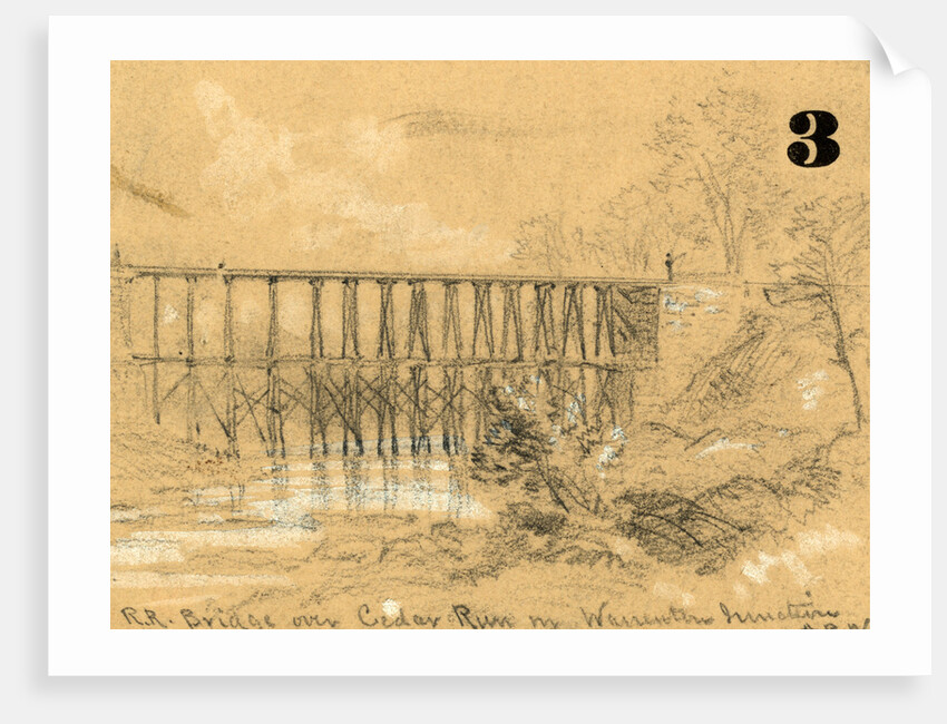 R.R. bridge over Cedar Run in Warrenton Junction by Alfred R Waud