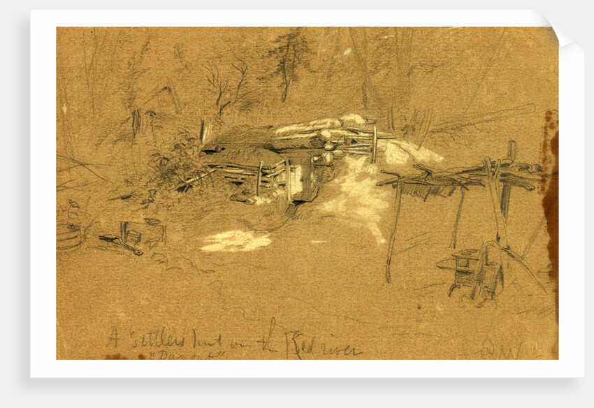 A settlers hut on the Red river by Alfred R Waud