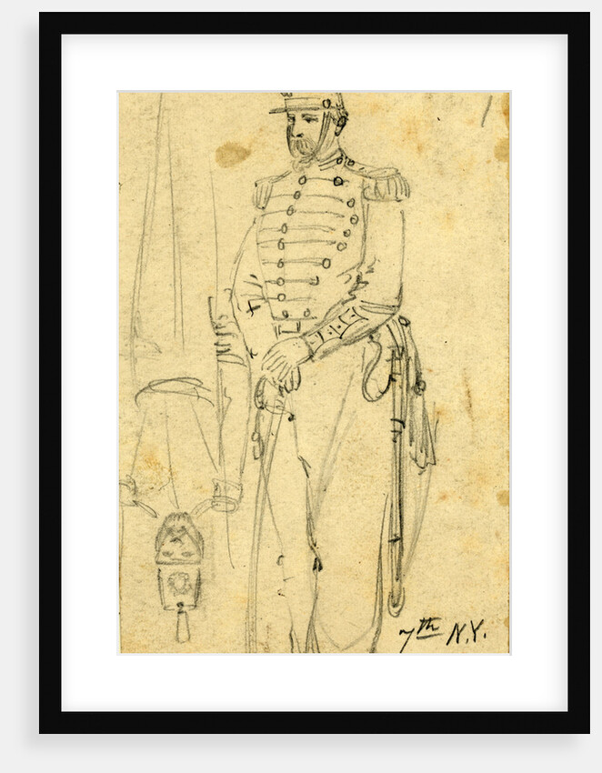 Sketches of soldiers wearing the 7th New York Cavalry regiment uniform, 1861 by Alfred R Waud