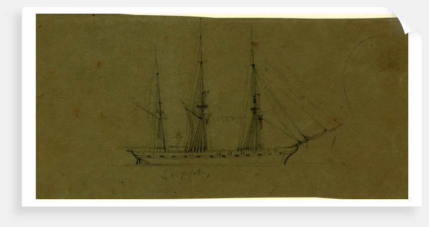 Supply, Broadside view of frigate, 1860-1865 by Alfred R Waud