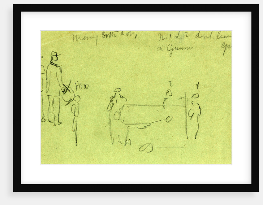 Artillery men, rough sketch of soldiers and cannon, 1860-1865 by Alfred R Waud
