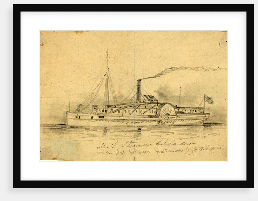U.S. Steamer Adelaide, which plys between Baltimore & Fort Monroe by Alfred R Waud