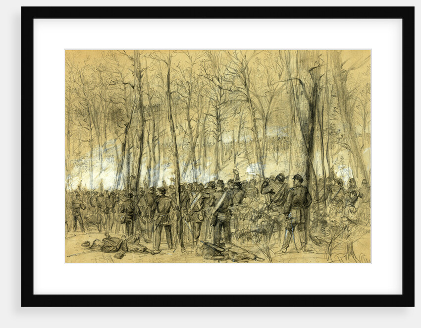 Genl. Wadsworths division in action in the Wilderness, near the spot where the General was killed, 1864 May 5-7 by Alfred R Waud