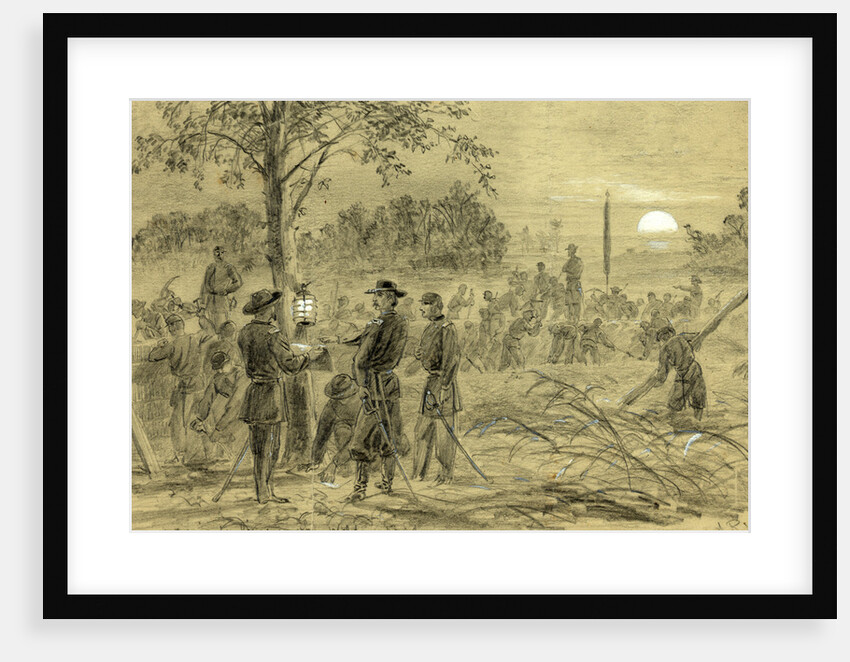 General Warren fortifying his lines on the Weldon road, 1864 September by Alfred R Waud