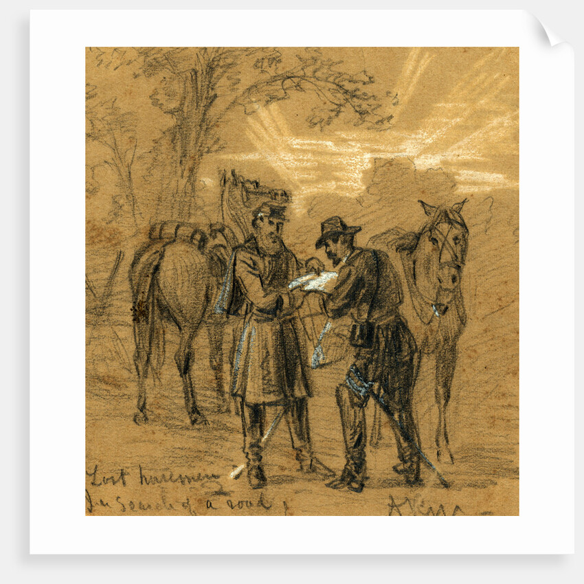 Lost horsemen. In search of a road, 1862 ca. November by Alfred R Waud