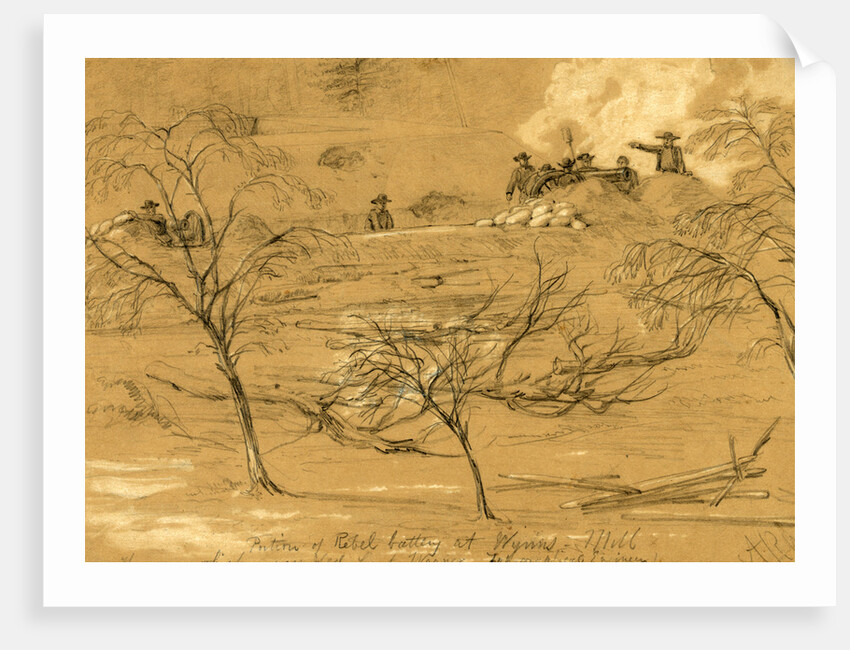 Portion of Rebel battery at Wynns Mill. The gun which wounded Lieut. Wagner. Topographical Engineer, 1862 ca. April by Alfred R Waud