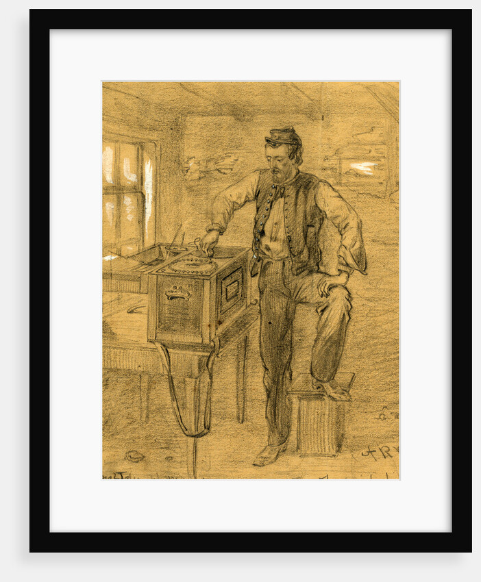 Signal Telegraph Machine and operator, Fredericksburg, 1862 ca. December by Alfred R Waud