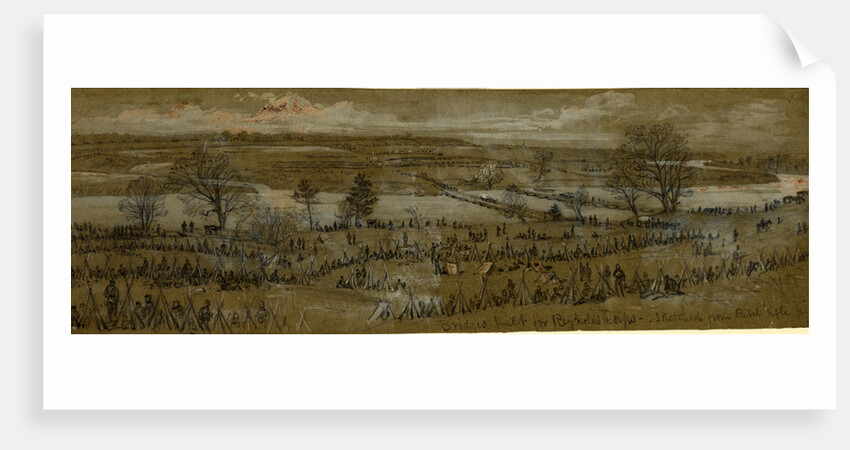 Bridges built for Reynolds Corps, sketched from Rebel rifle pits, 1863 April 28-30 by Alfred R Waud