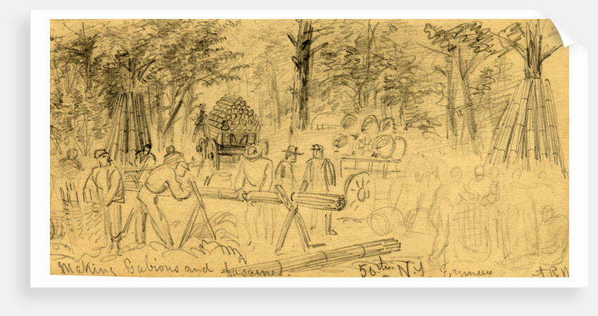 Making Gabions and fascines, 50th N.Y. Engineers by Alfred R Waud