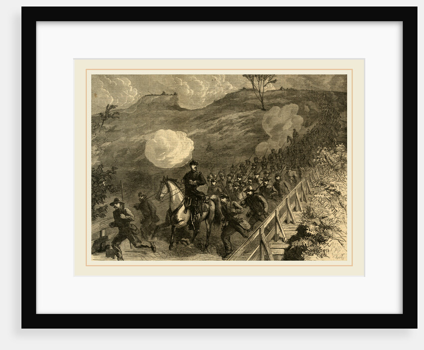 Grants' Great Campaign - the New York 14th Heavy Artilery crossing Chesterfield Bridge by Alfred R Waud