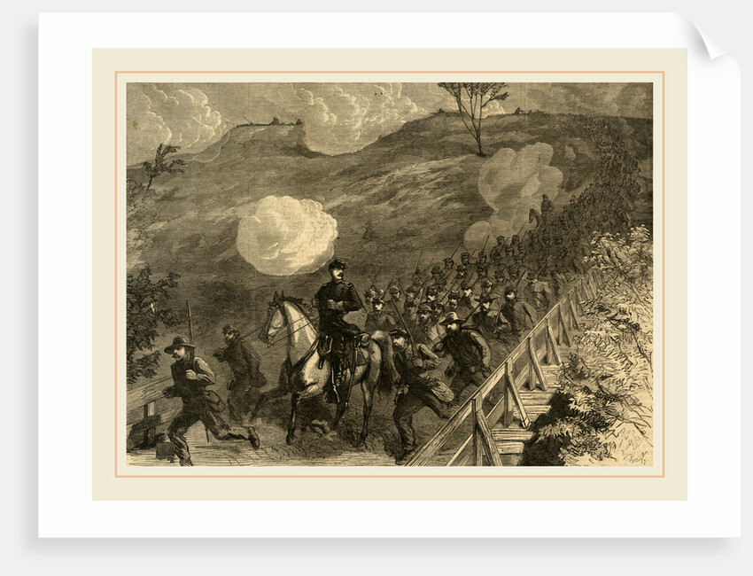 Grants' Great Campaign - the New York 14th Heavy Artilery crossing Chesterfield Bridge by Alfred R Waud