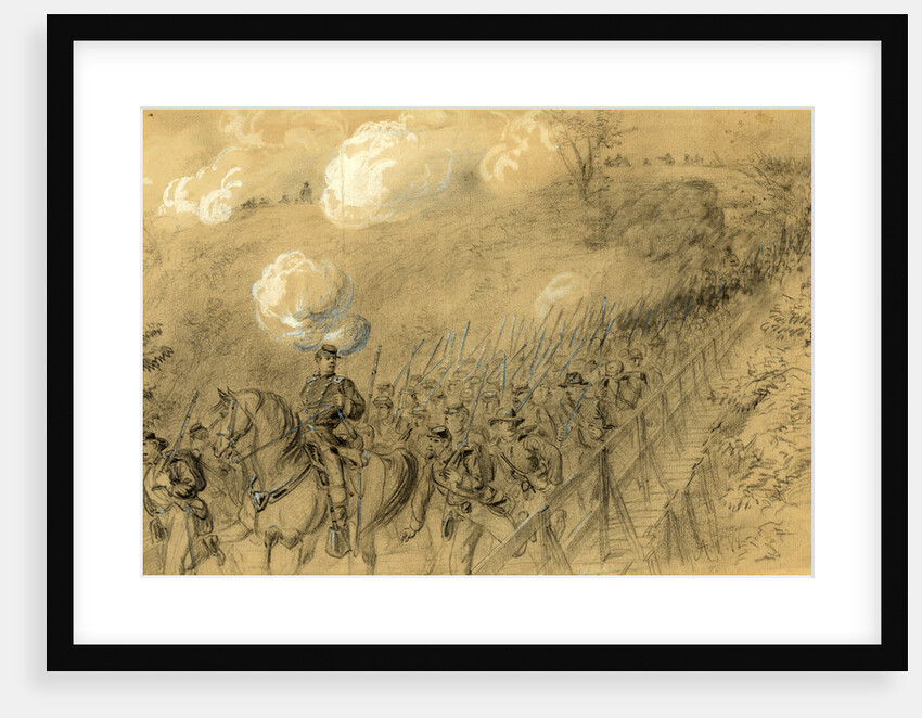 N.Y. 14th Heavy Artillery crossing Chesterfield bridge on the North Anna under a heavy artillery fire, 1864 ca. May 31 by Alfred R Waud