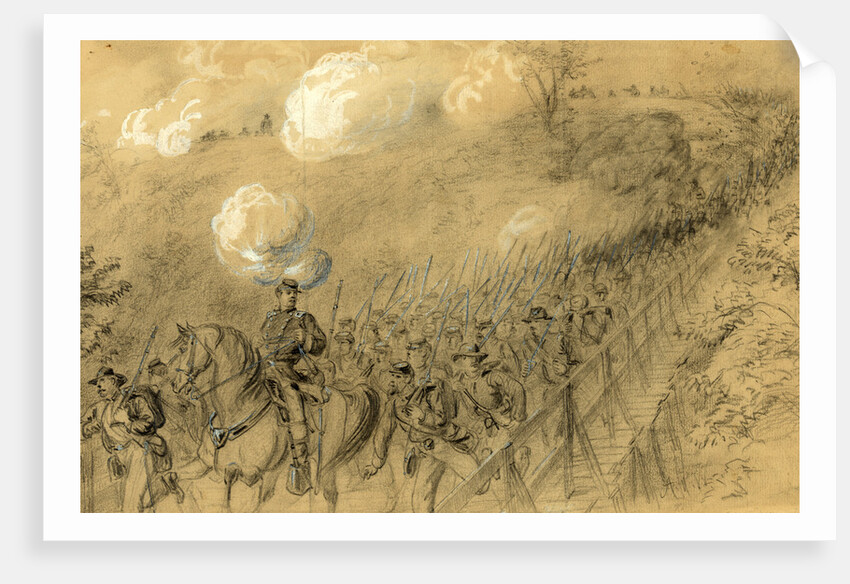 N.Y. 14th Heavy Artillery crossing Chesterfield bridge on the North Anna under a heavy artillery fire, 1864 ca. May 31 by Alfred R Waud