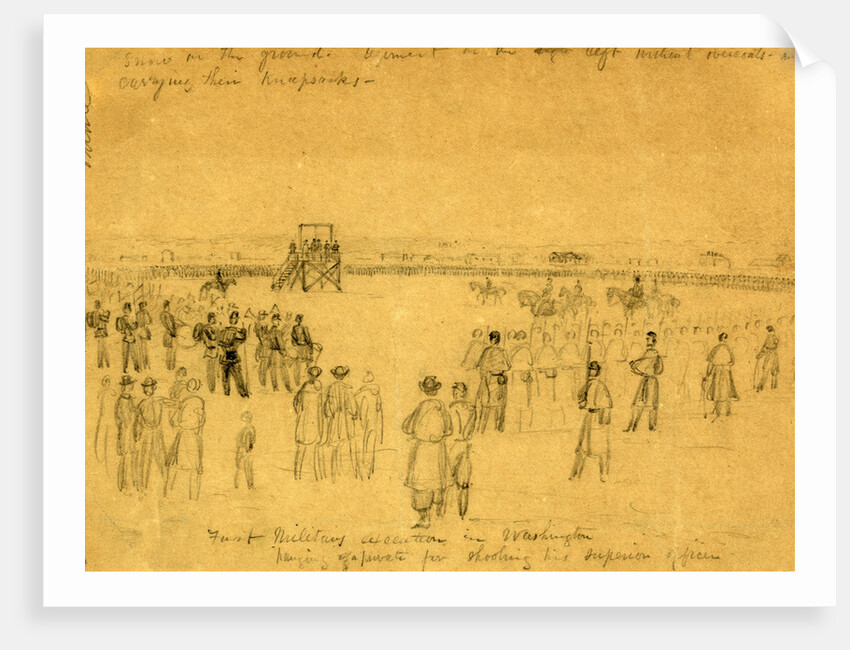 First military execution in Washington; hanging of a private for shooting his superior officer, 1862 January 6 by Alfred R Waud