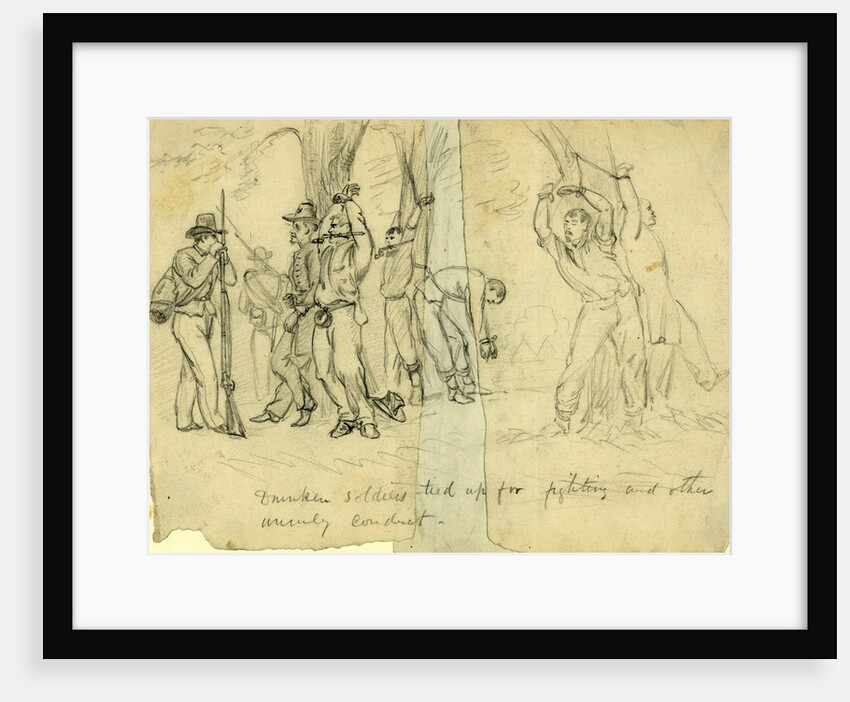 Drunken soldiers tied up for fighting and other unruly conduct by Alfred R Waud