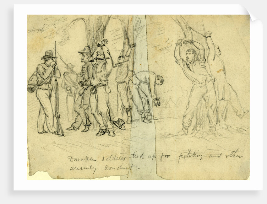 Drunken soldiers tied up for fighting and other unruly conduct by Alfred R Waud