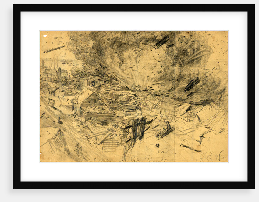 Explosion at City Point, 1864 August 9 by Alfred R Waud